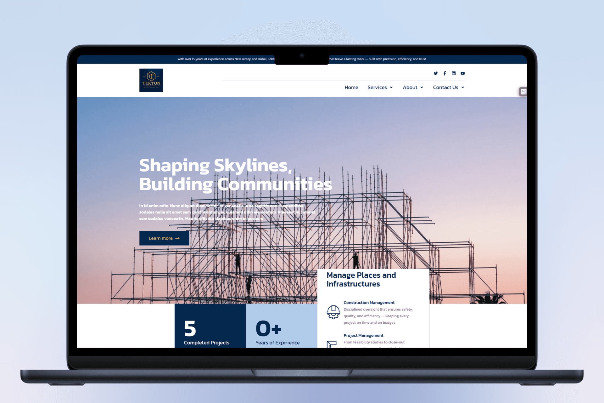 Tekton Construction - Corporate Construction Website
